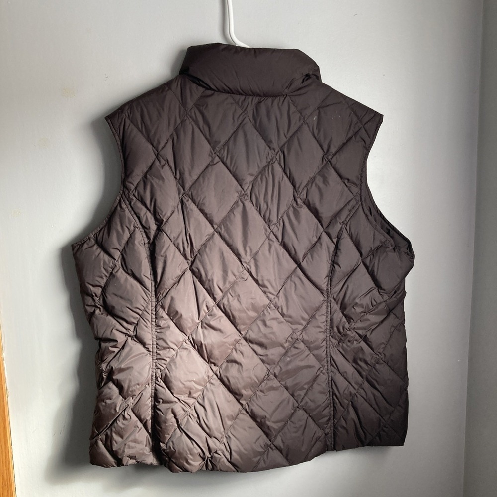 Lands Quilted Puffer Vest Zip Front Pockets Women's Size‎ XL 18 Brown Warm - Picture 5 of 5